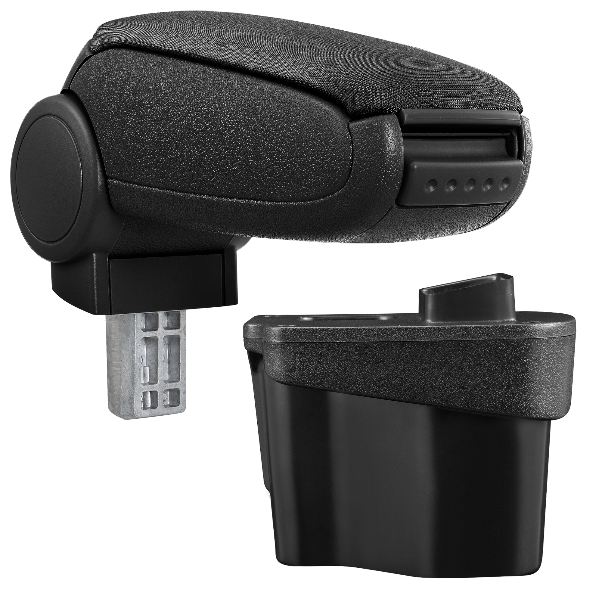 foto del prodotto pro.tec bracciolo centrale - poggiabraccio con vano portaoggetti - imbottito - in tessuto - nero - kia rio 3.