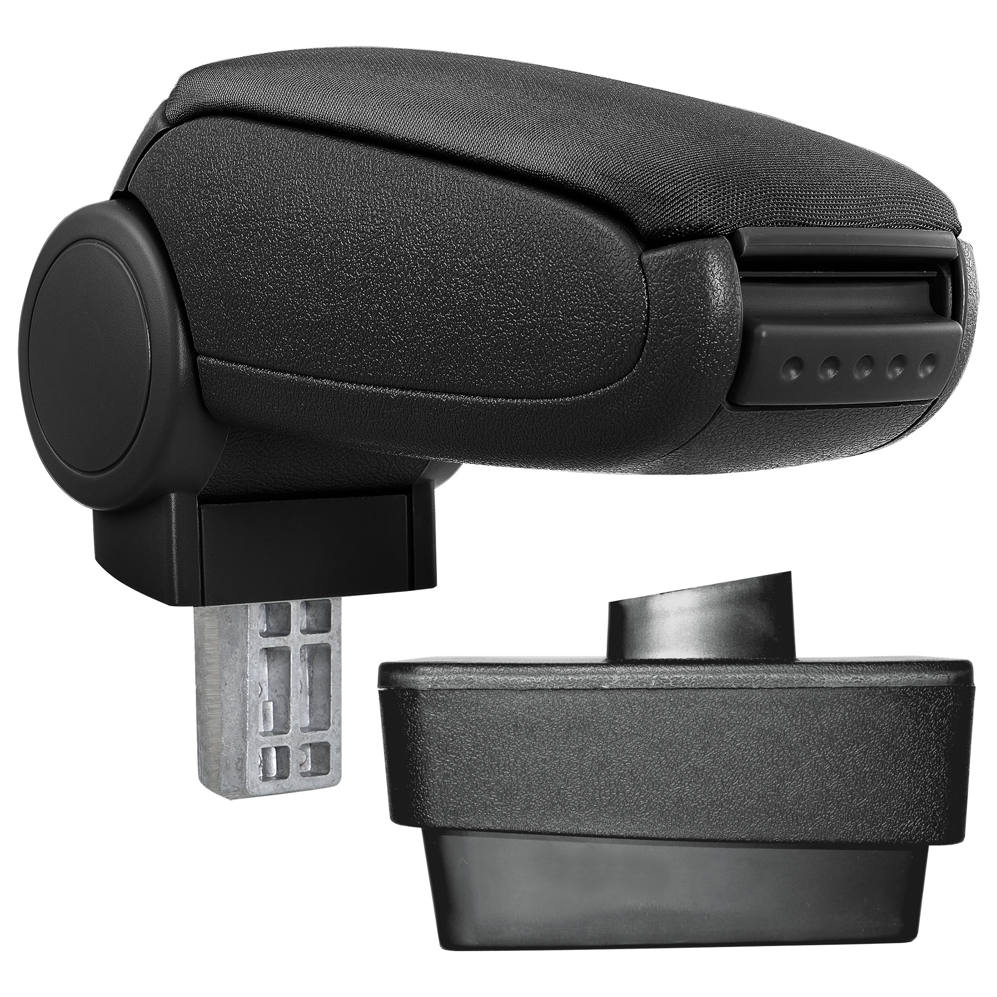 foto del prodotto pro.tec bracciolo centrale - poggiabraccio con vano portaoggetti - imbottito - in tessuto - nero - koda fabia iii