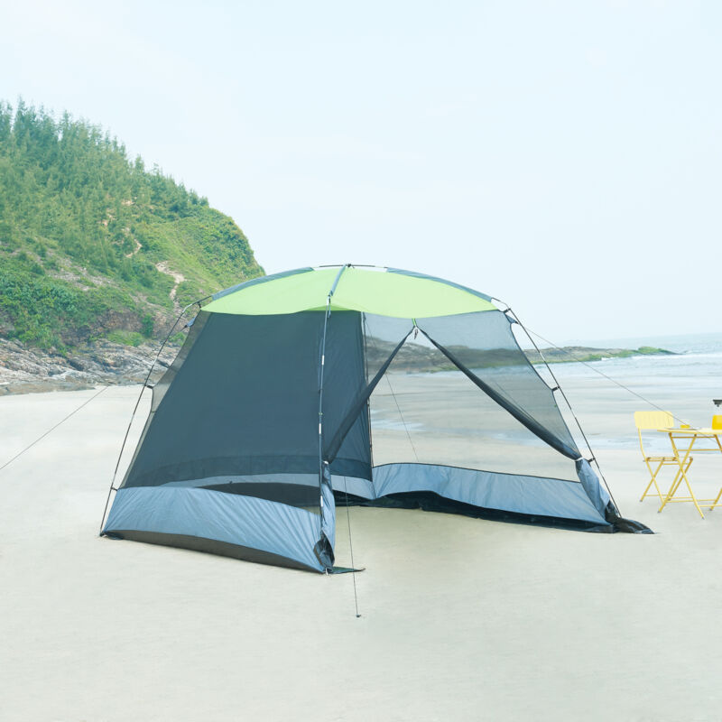 foto del prodotto pro.tec gazebo da giardino beekdaelen con zanzariere 305 x 305 x 213 cm grigio verde chiaro
