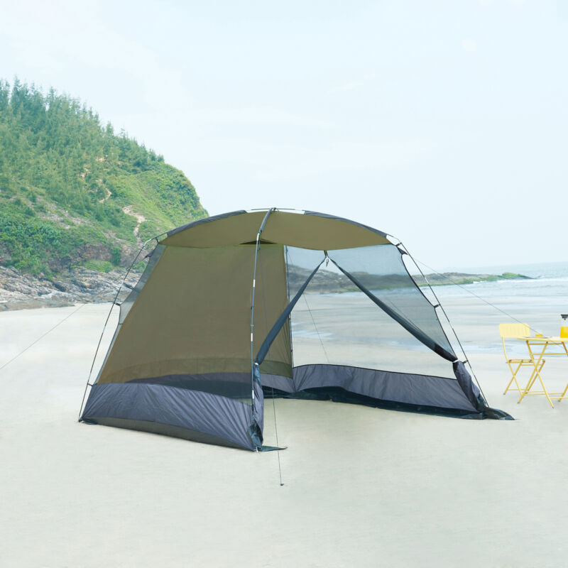 foto del prodotto pro.tec gazebo da giardino beekdaelen con zanzariere 305 x 305 x 213 cm grigio verde oliva