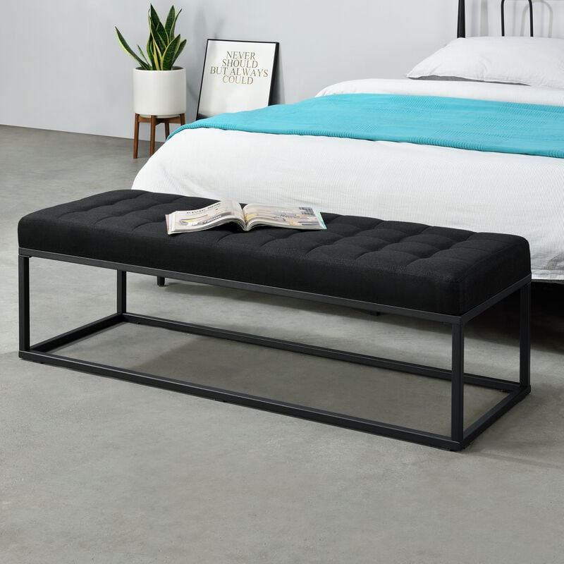 foto del prodotto pro.tec panca per interni salta ottomana imbottita trapuntata 120x40x38 cm nero