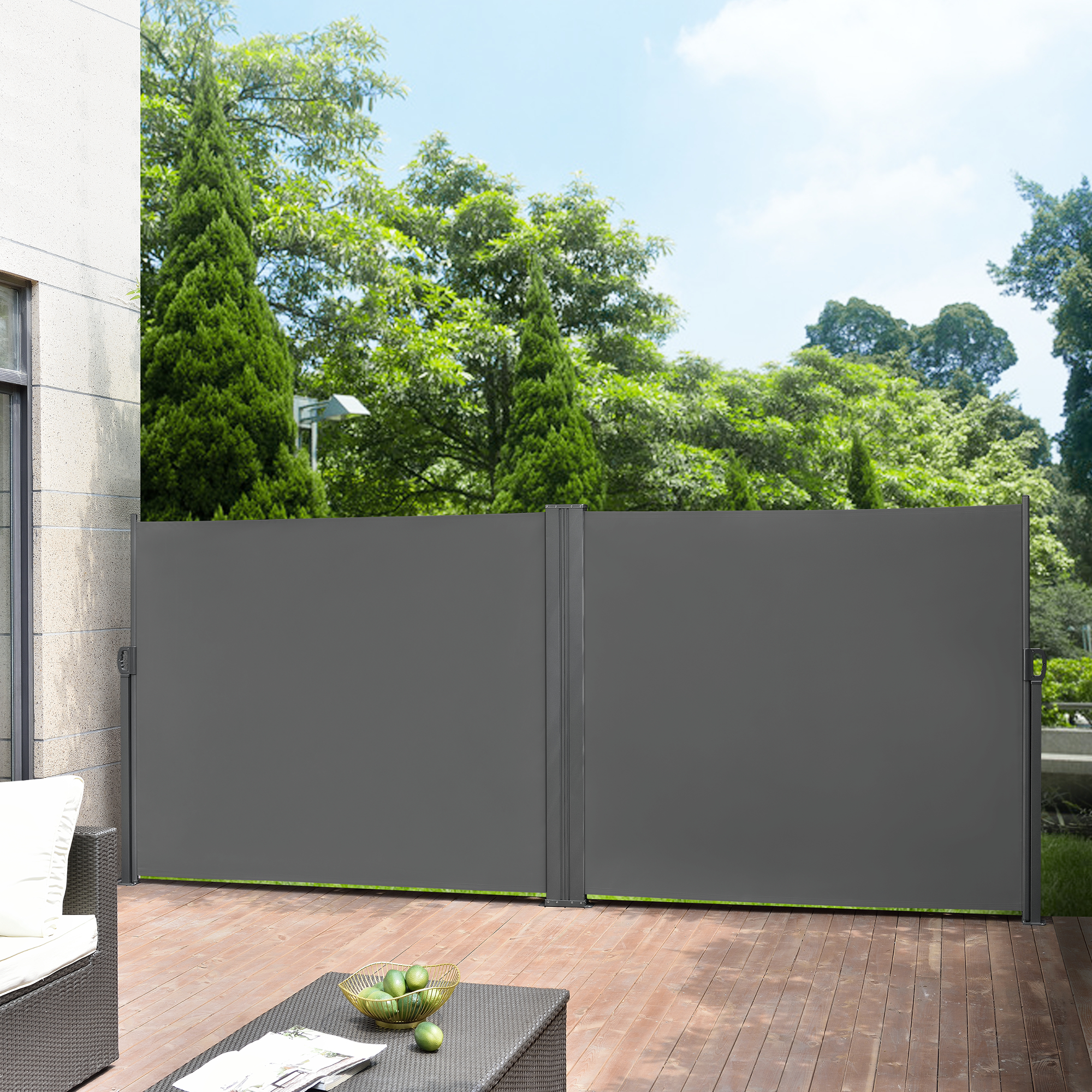 foto del prodotto pro.tec paravento doppio estraibile alcazaba per esterni 160 x 300 x 300 cm grigio