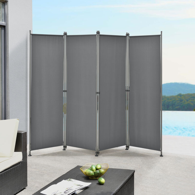foto del prodotto pro.tec paravento modica a 4 pannelli parete divisorio con struttura pieghevole axl 170x215 cm grigio medio