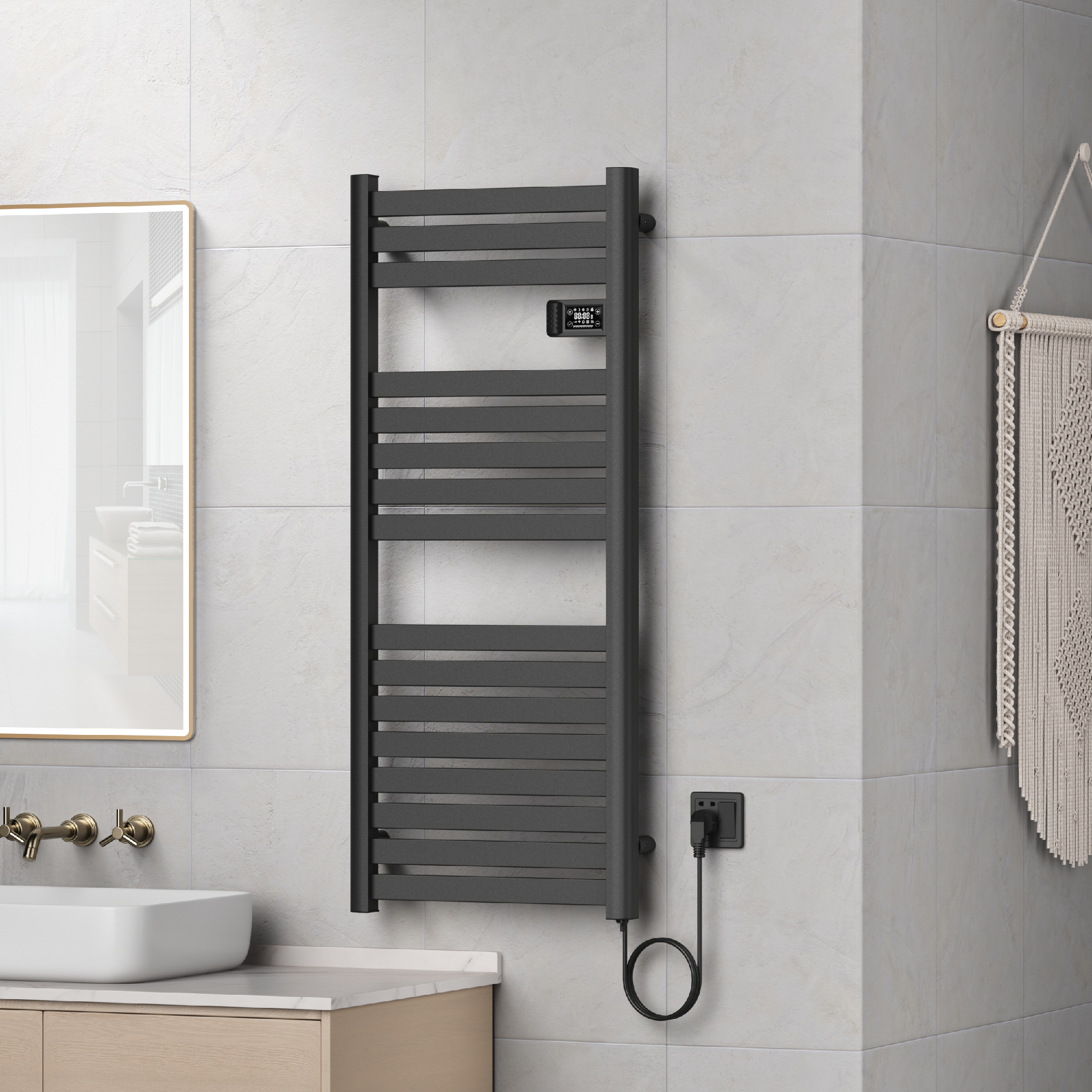 foto del prodotto pro.tec scaldasalviette elettrico ringebu 120 x 50 cm 500 w nero