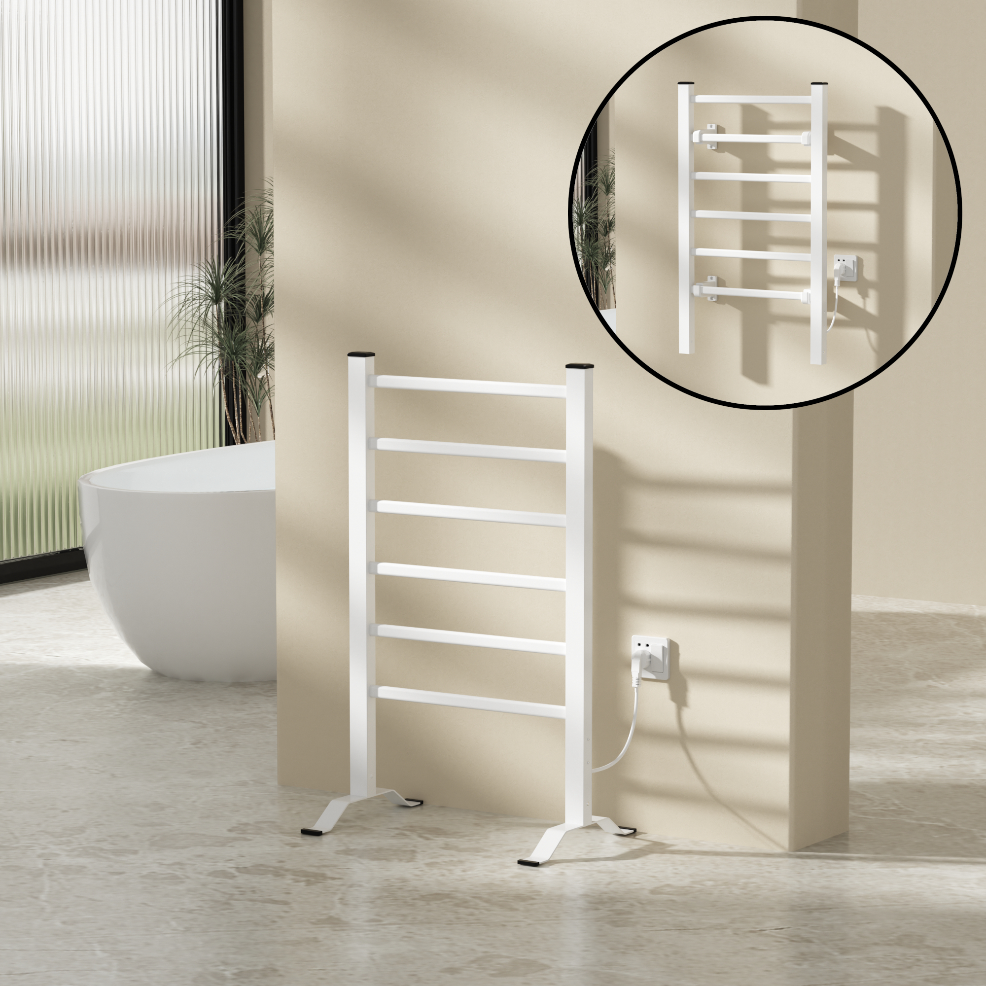 foto del prodotto pro.tec scaldasalviette elettrico savitaipale da terra o da parete 85 x 55 cm 100 w bianco