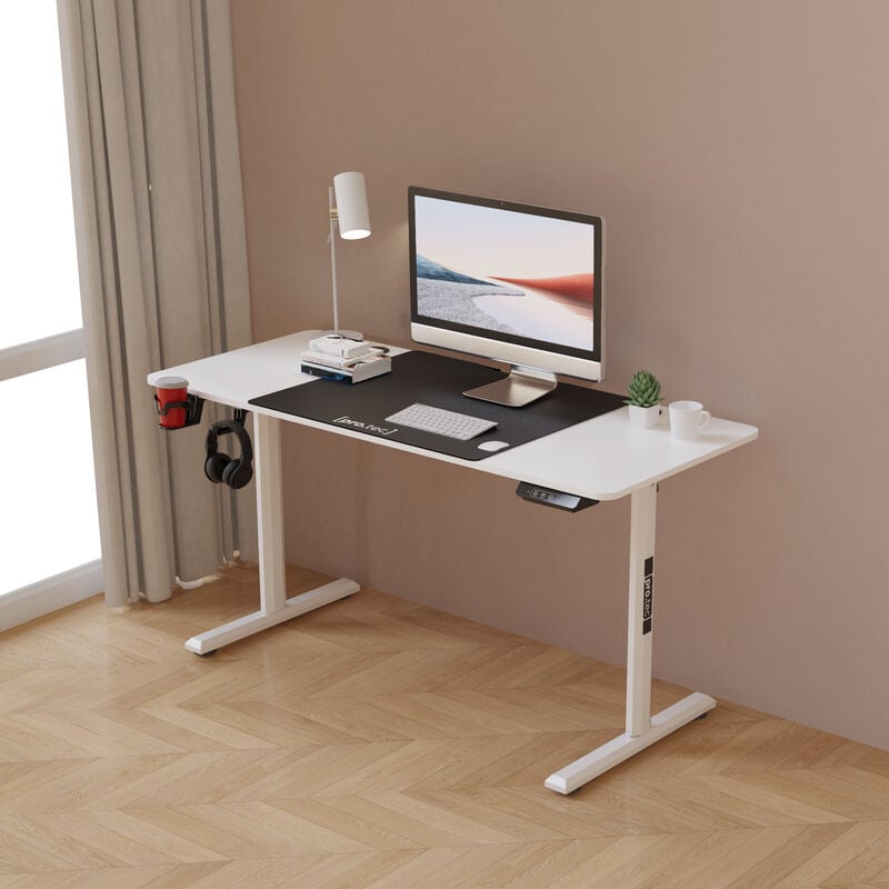 foto del prodotto pro.tec scrivania hayward regolabile in altezza con sollevamento elettrico bianco