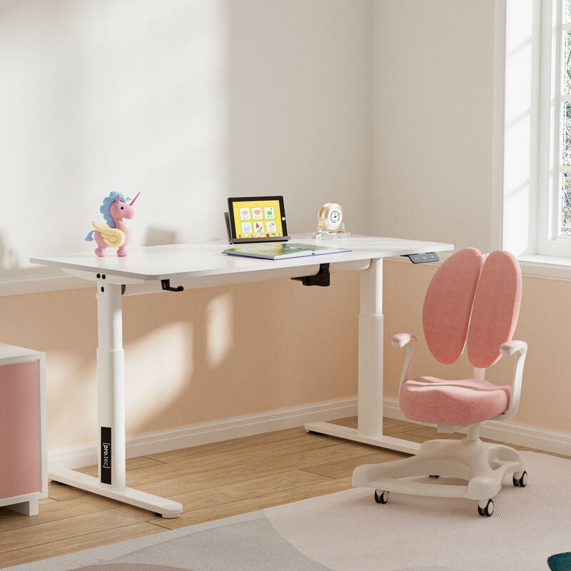 foto del prodotto pro.tec scrivania ringe per cameretta piano 120 x 60 cm regolabile in altezza con sollevamento elettrico bianco