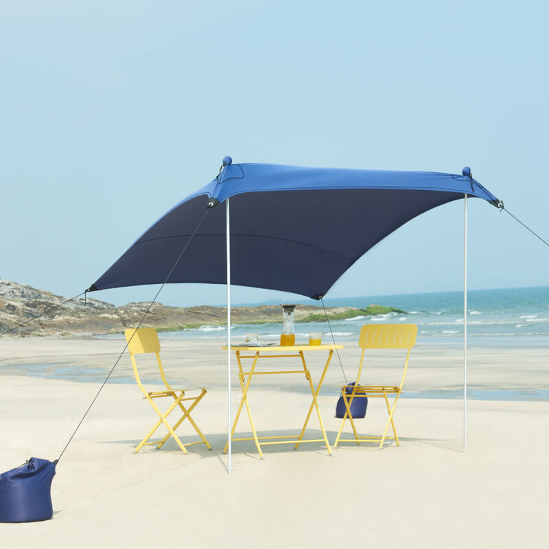 foto del prodotto pro.tec telo parasole a vela bernheze con 2 pali 200x200x170 cm blu