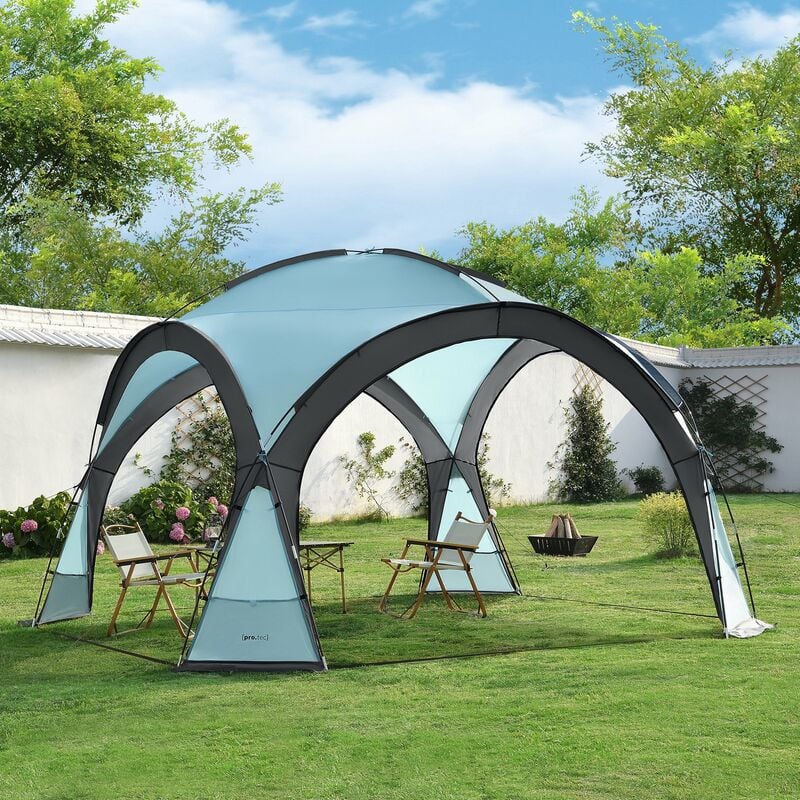 foto del prodotto pro.tec tenda gr storp per eventi gazebo con illuminazione a led zanzarieri e 2 pareti chiudibili azzurro 