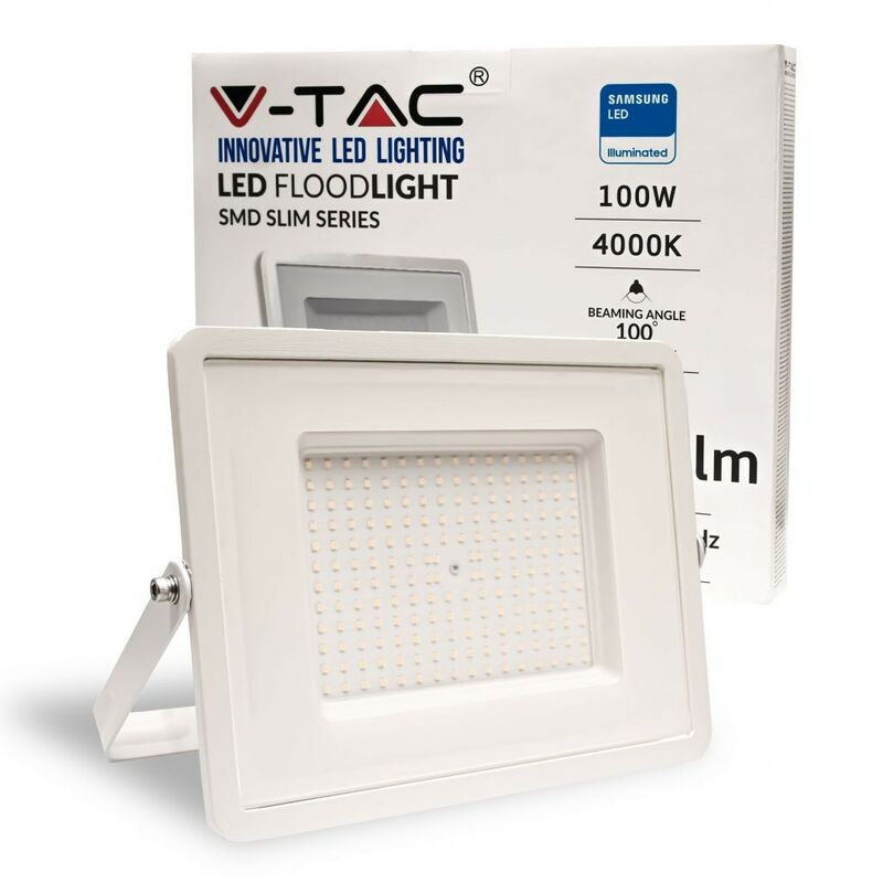 foto del prodotto pro vt 100 faro led floodlight 100w smd slim ip65 chip samsung bianco bianco freddo v tac
