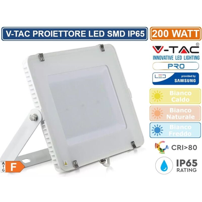 foto del prodotto pro vt-200-w faro led smd chip samsung 200w colore bianco 4000k ip65 - sku 420 - v-tac