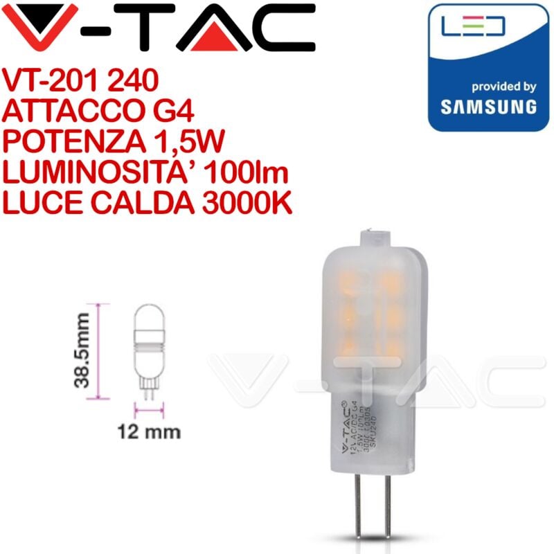 foto del prodotto pro vt 201 faretto led chip samsung g4 1,5w bianco caldo 3000k v tac