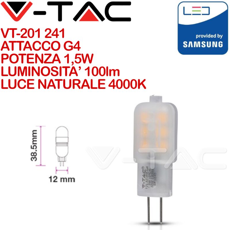 foto del prodotto pro vt 201 faretto led chip samsung g4 1,5w bianco naturale 4000k v tac