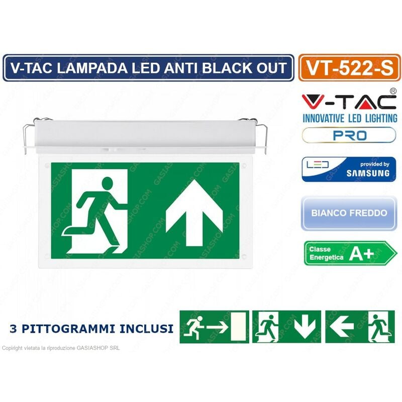 foto del prodotto pro vt 522 s lampada led da incasso 140lm d emergenza anti black out chip samsung sku 835 v tac