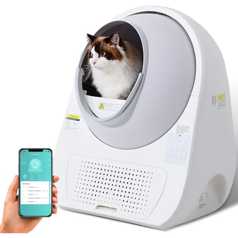 foto del prodotto pro x lettiera, toilette per gatti autopulente, controllo degli odori, rilevamento multi gatti, 70l, app catlink