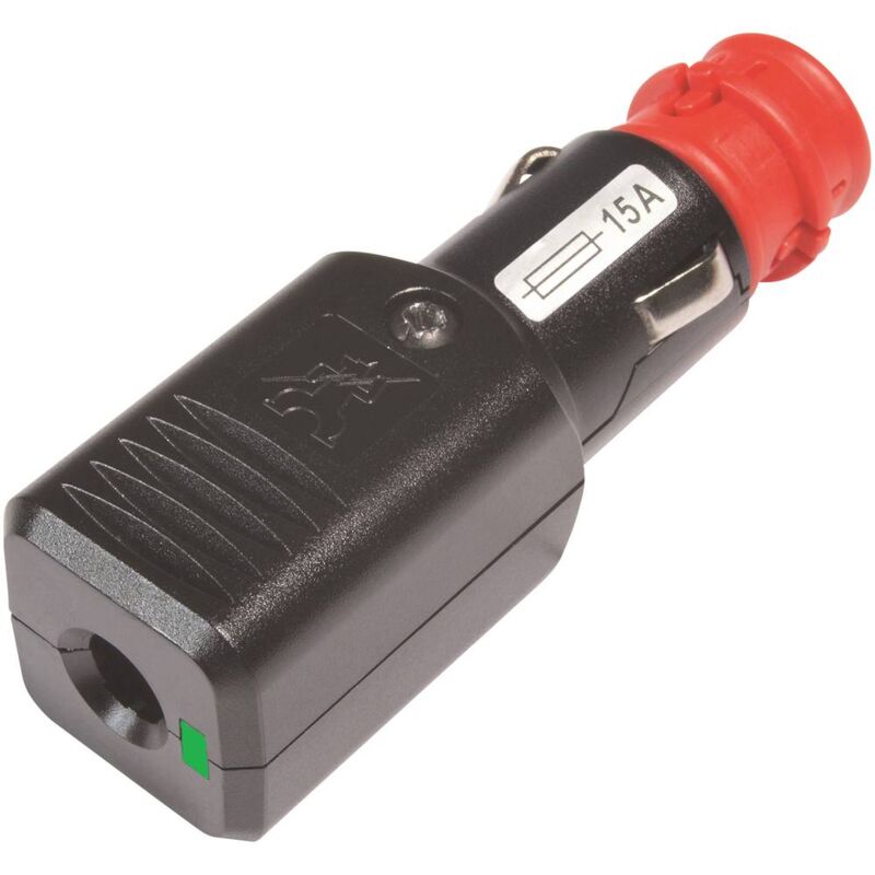 foto del prodotto procar spina universale ng 15a led con scarico della trazione con fusibile, 12 24 volt portata massima corrente 15 a 12