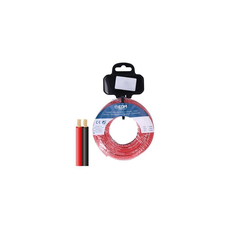 foto del prodotto prodotto cavo parallelo piatto 28707 nero rosso 15 m 2 x 1 mm brand ean 8425998287073 edm