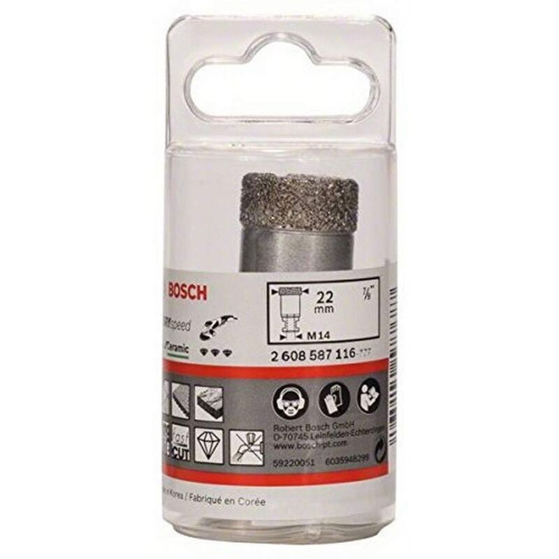 foto del prodotto professional 1x fresa diamantata best for ceramic dry speed, foratura a secco della ceramica dura, 22 x 35 mm, accessorio smerigliatrice angolare