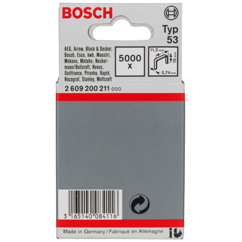 foto del prodotto professional 2 609 200 211 clamp de filo sottile tipo 53 11,4 x 0,74 10 mm confezione 5000 bosch