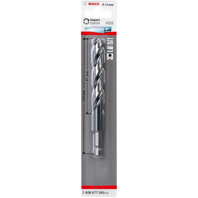 foto del prodotto professional 2608577063 punta hss impact control per metallo, accessorio per foratrice a percussione, 10 x 87 x 133 mm bosch