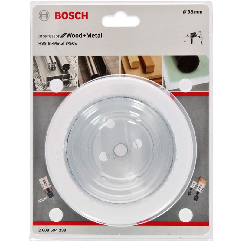 foto del prodotto professional 2608594238 sega a tazza for wood metal, legno e metallo, accessorio per foratrice, 98 mm bosch