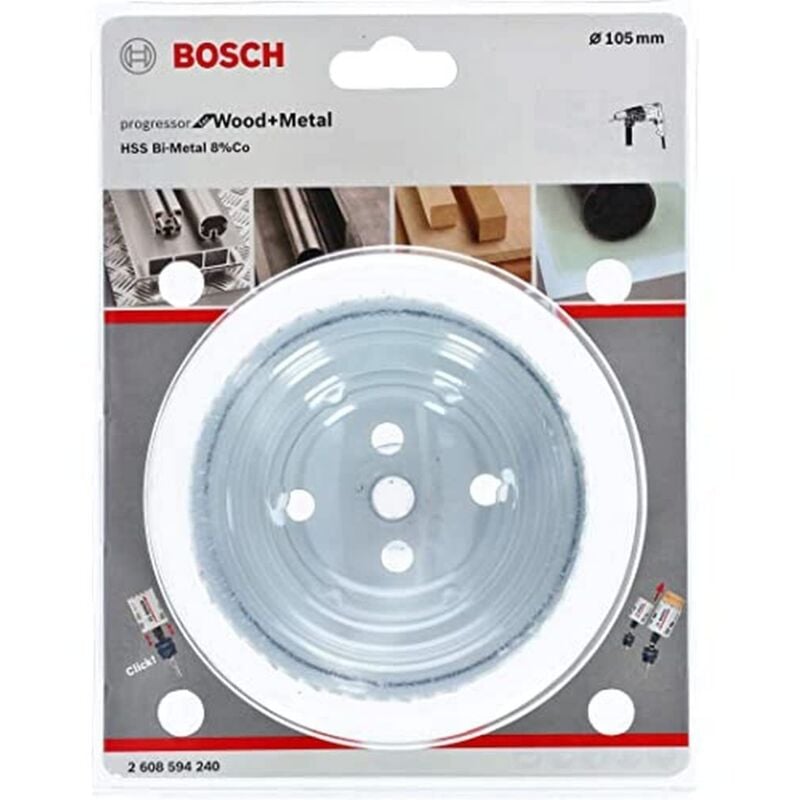 foto del prodotto professional 2608594240 sega a tazza per legno e metallo, accessorio per foratrice, nero, 105 mm bosch