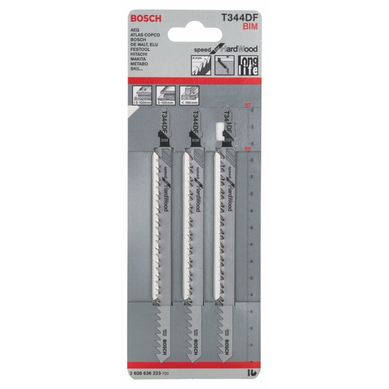 foto del prodotto professional 3 x lame per seghetto alternativo t 344 df speed for hard wood per legno duro, straight cut, accessorio seghetto alternativo bosch