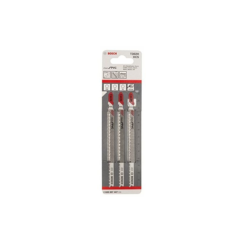 foto del prodotto professional 5x lame per seghetto alternativo expert t 302 h clean for pvc per profili in pvc, pa, ps, accessorio seghetto alternativo bosch