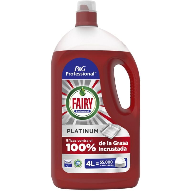 foto del prodotto professional platinum liquido per piatti 4 l, pulisce fino a 55.000 piatti, implacabile con el 100 de grasso bruciato de cucine professionali,