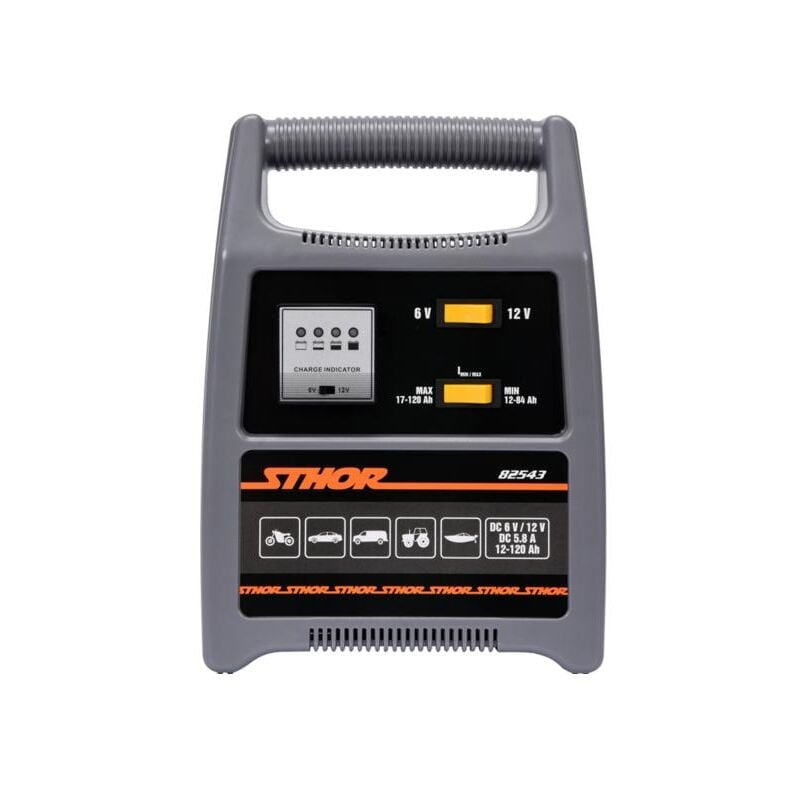 foto del prodotto professionale de caricabatteria per auto de, 6 12 v, 8 a, 12 120 ah indicatore led carica ottimale caricatore de batteria de avviamento sthor