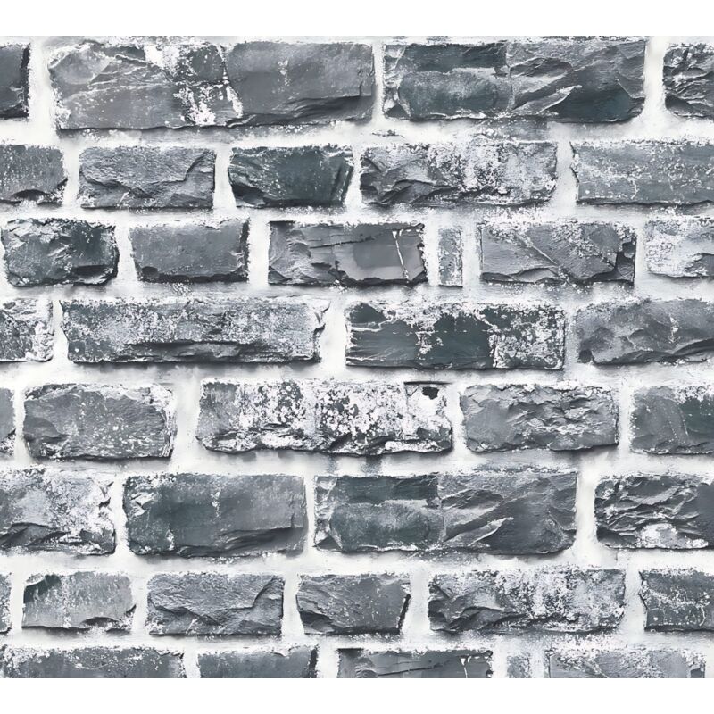 foto del prodotto profhome carta da parati a pietre e mattonelle 361404 carta da parati tnt liscia con elementi di natura opaca grigio nero 5,33 m2