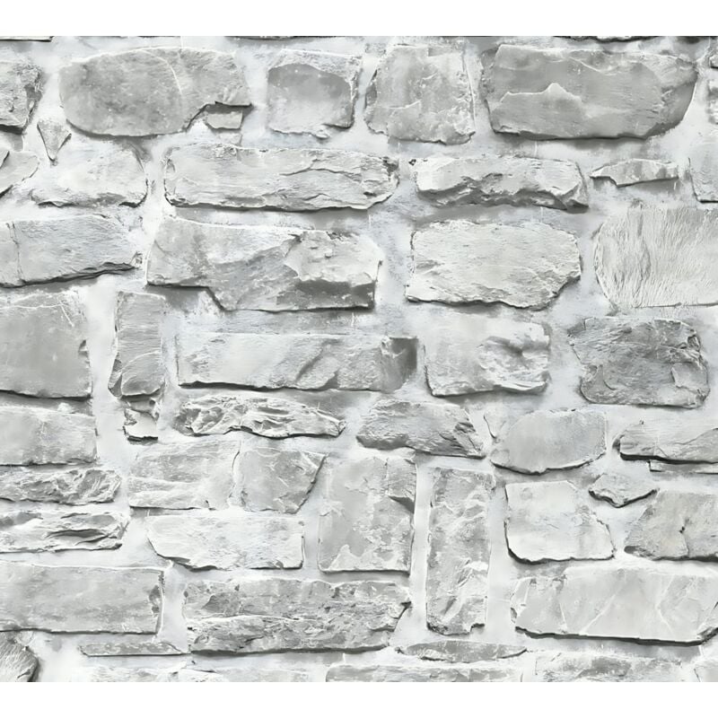 foto del prodotto profhome carta da parati a pietre e mattonelle 363701 carta da parati tnt liscia con elementi di natura opaca grigio beige 5,33 m2