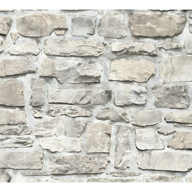 foto del prodotto profhome carta da parati a pietre e mattonelle 363702 carta da parati tnt liscia con elementi di natura opaca grigio beige 5,33 m2