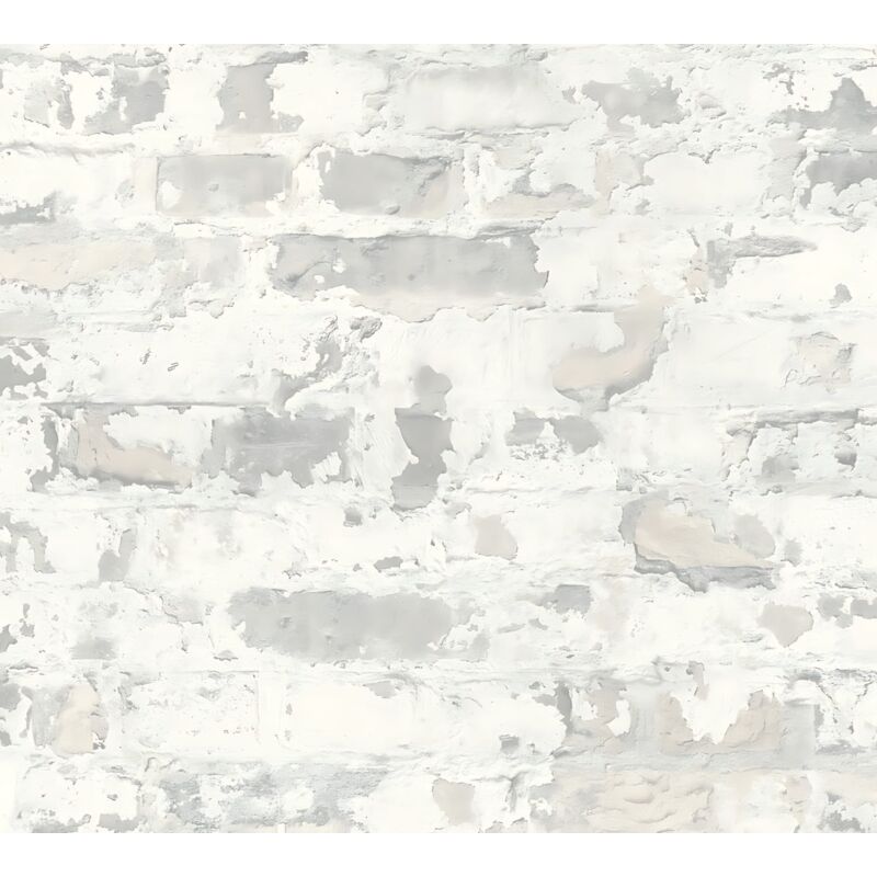 foto del prodotto profhome carta da parati a pietre e mattonelle 369293 carta da parati tnt liscia con il used look opaca grigio bianco 5,33 m2