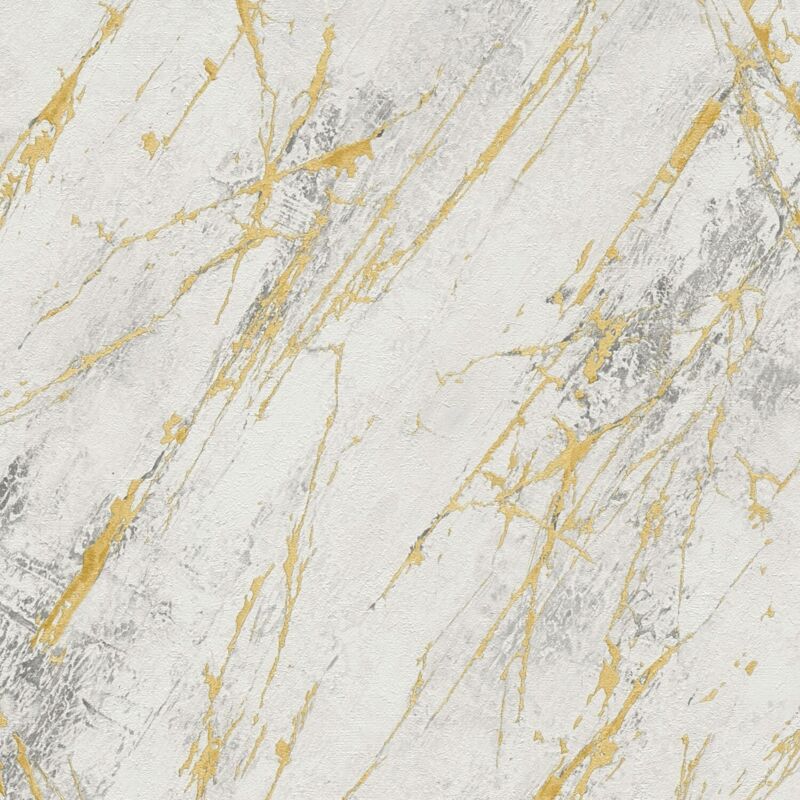 foto del prodotto profhome carta da parati a pietre e mattonelle 388173 carta da parati tnt goffrata a caldo strutturata con aspetto marmo opaca bianco oro grigio