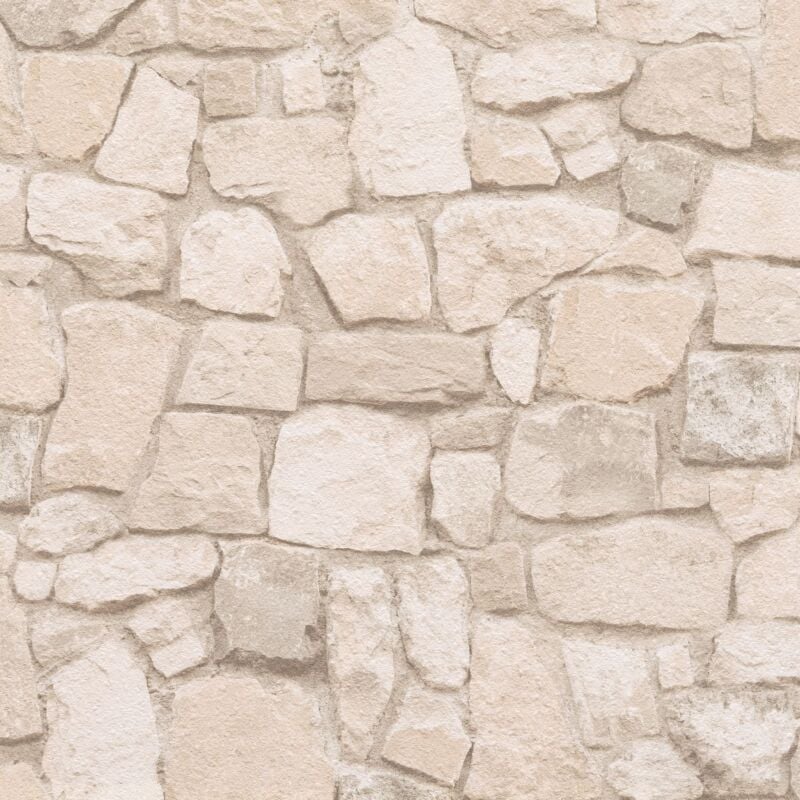 foto del prodotto profhome carta da parati a pietre e mattonelle 692429 carta da parati di carta leggermente strutturata a rilievo opaca crema beige sabbia 5,33 m2
