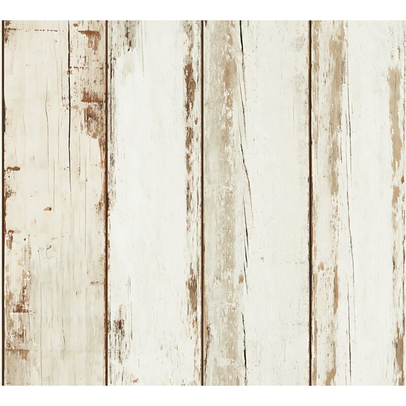 foto del prodotto profhome carta da parati aspetto legno 368931 carta da parati tnt liscia in stile country opaca crema marrone nero 5,33 m2