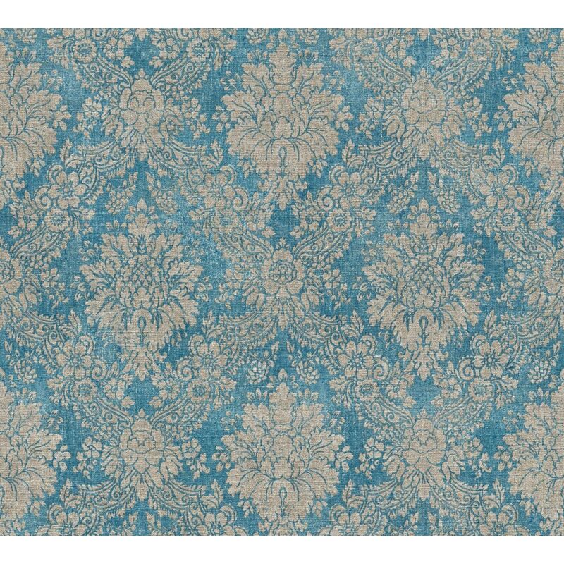 foto del prodotto profhome carta da parati barocca 336075 carta da parati tnt goffrata a caldo liscia in stile barocco opaca turchese blu pastello grigio beige 5,33