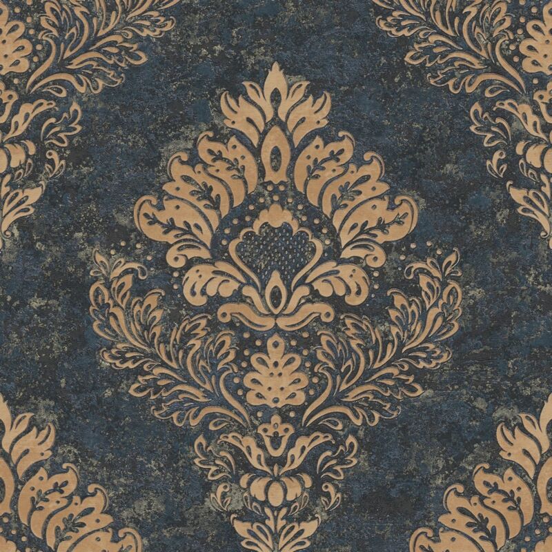 foto del prodotto profhome carta da parati barocca 379012 carta da parati tnt leggermente strutturata in stile barocco opaca blu oro 5,33 m2