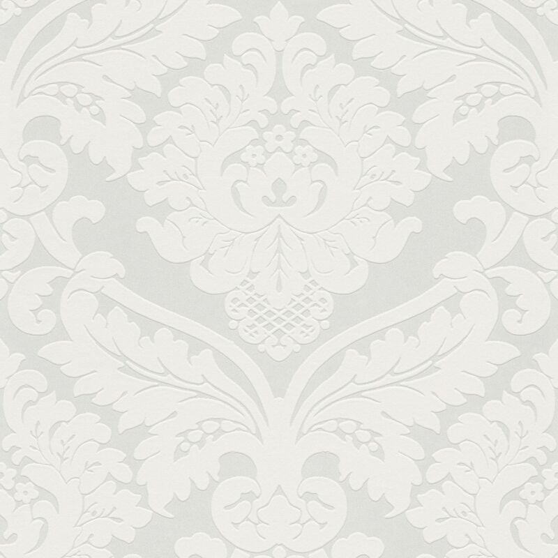 foto del prodotto profhome carta da parati barocca 554338 carta da parati tnt leggermente strutturata in stile barocco scintillante bianco bianco perla 5,33 m2