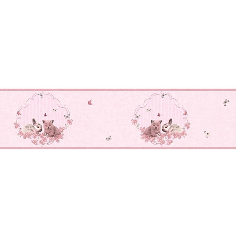 foto del prodotto profhome carta da parati con animali 355671 bordo liscia con disegni di animali opaca rosa rosa fucsia 0,65 m2