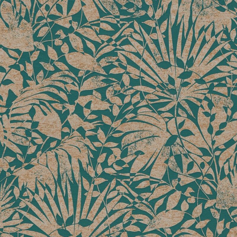 foto del prodotto profhome carta da parati di lusso 388311 carta da parati tnt strutturata con ornamenti floreali ed effetto metallico verde oro verde turchese 5,33