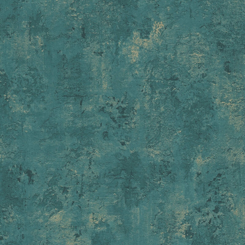 foto del prodotto profhome carta da parati effetto stucco intonaco 388235 carta da parati tnt goffrata a caldo strutturata a rilievo ed accenti metallici turchese