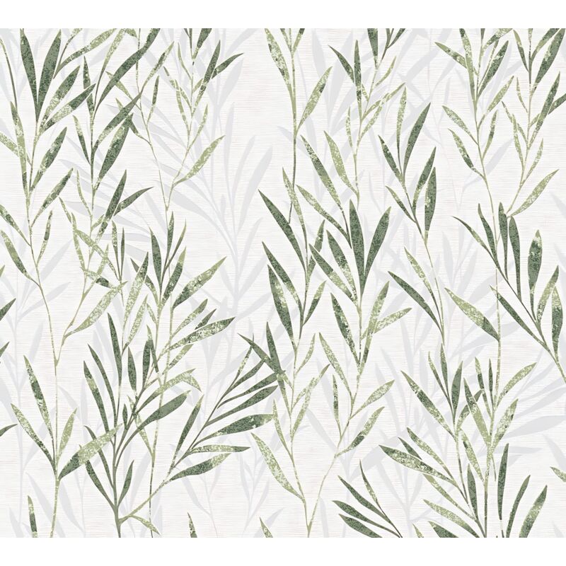 foto del prodotto profhome carta da parati floreale 367123 carta da parati tnt leggermente strutturata con ornamenti floreali opaca verde bianco 5,33 m2