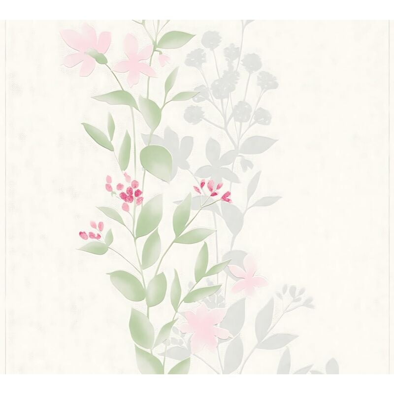 foto del prodotto profhome carta da parati floreale 372661 carta da parati tnt leggermente strutturata con motivo floreale opaca verde rosa grigio 5,33 m2