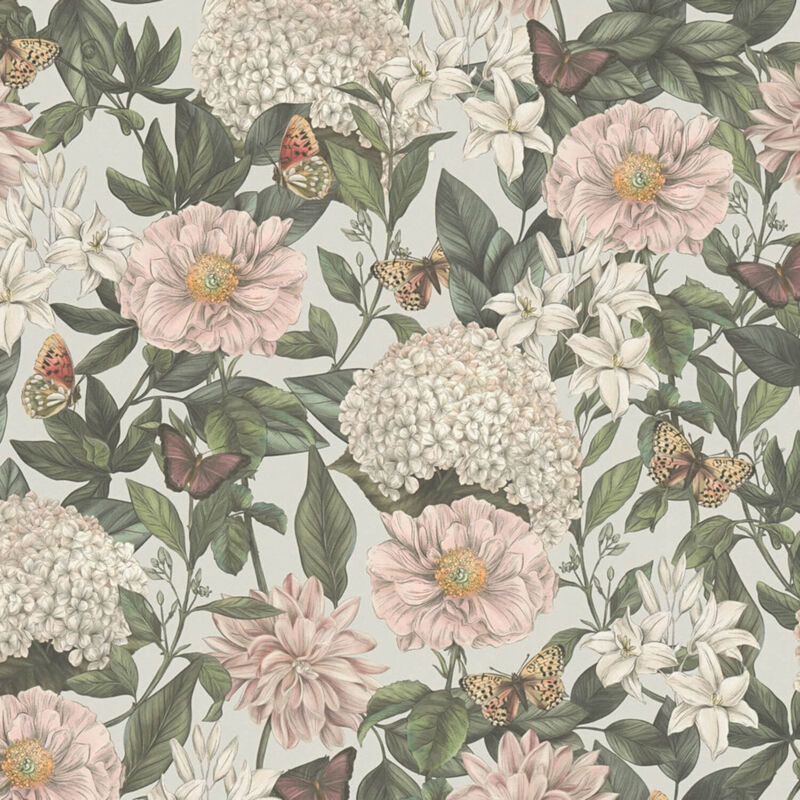 foto del prodotto profhome carta da parati floreale 394264 carta da parati tnt goffrata a caldo leggermente strutturata con ornamenti floreali opaca grigio bianco