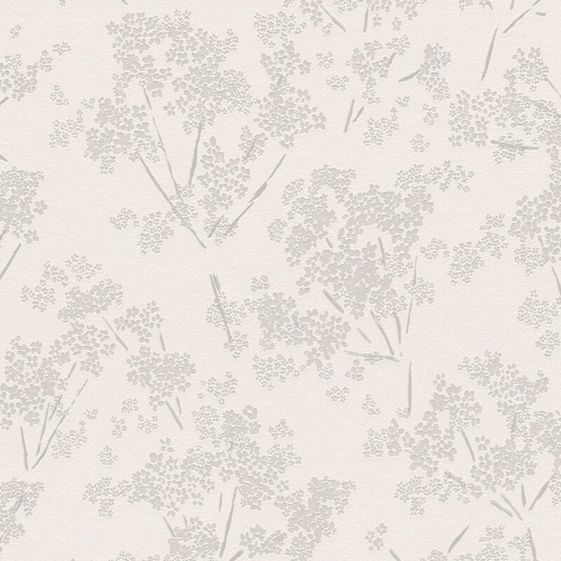 foto del prodotto profhome carta da parati floreale 395483 carta da parati tnt strutturata con ornamenti floreali lucida bianco grigio 5,33 m2