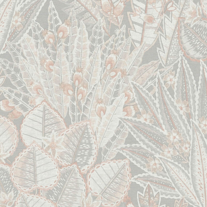 foto del prodotto profhome carta da parati floreale 396534 carta da parati tnt goffrata a caldo leggermente strutturata con ornamenti floreali opaca grigio beige