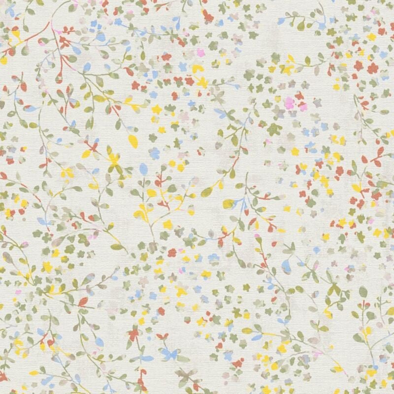 foto del prodotto profhome carta da parati floreale 397471 carta da parati tnt goffrata a caldo leggermente strutturata con ornamenti floreali opaca crema verde
