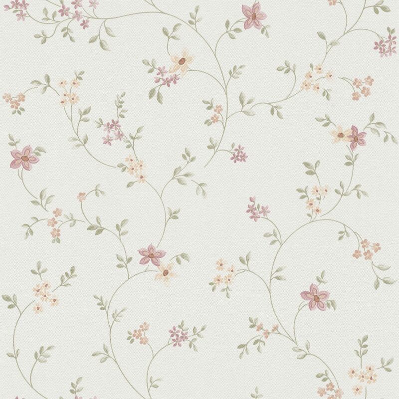 foto del prodotto profhome carta da parati floreale 937701 carta da parati tnt strutturata con motivo floreale opaca bianco verde bianco crema rosa antico 5,33 m2